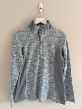 Columbia Sportswear Blue Gray Striped Quarter Zip Size L